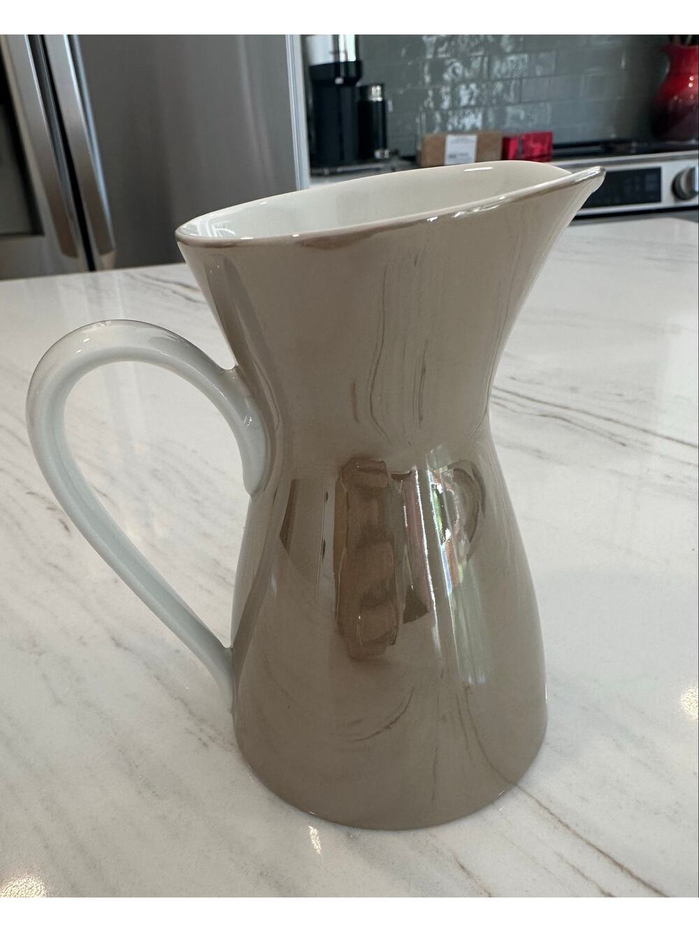 Rosenthal Germany Raymond Loewy Crystalline MCM Ceramic Pitcher Taupe 5”